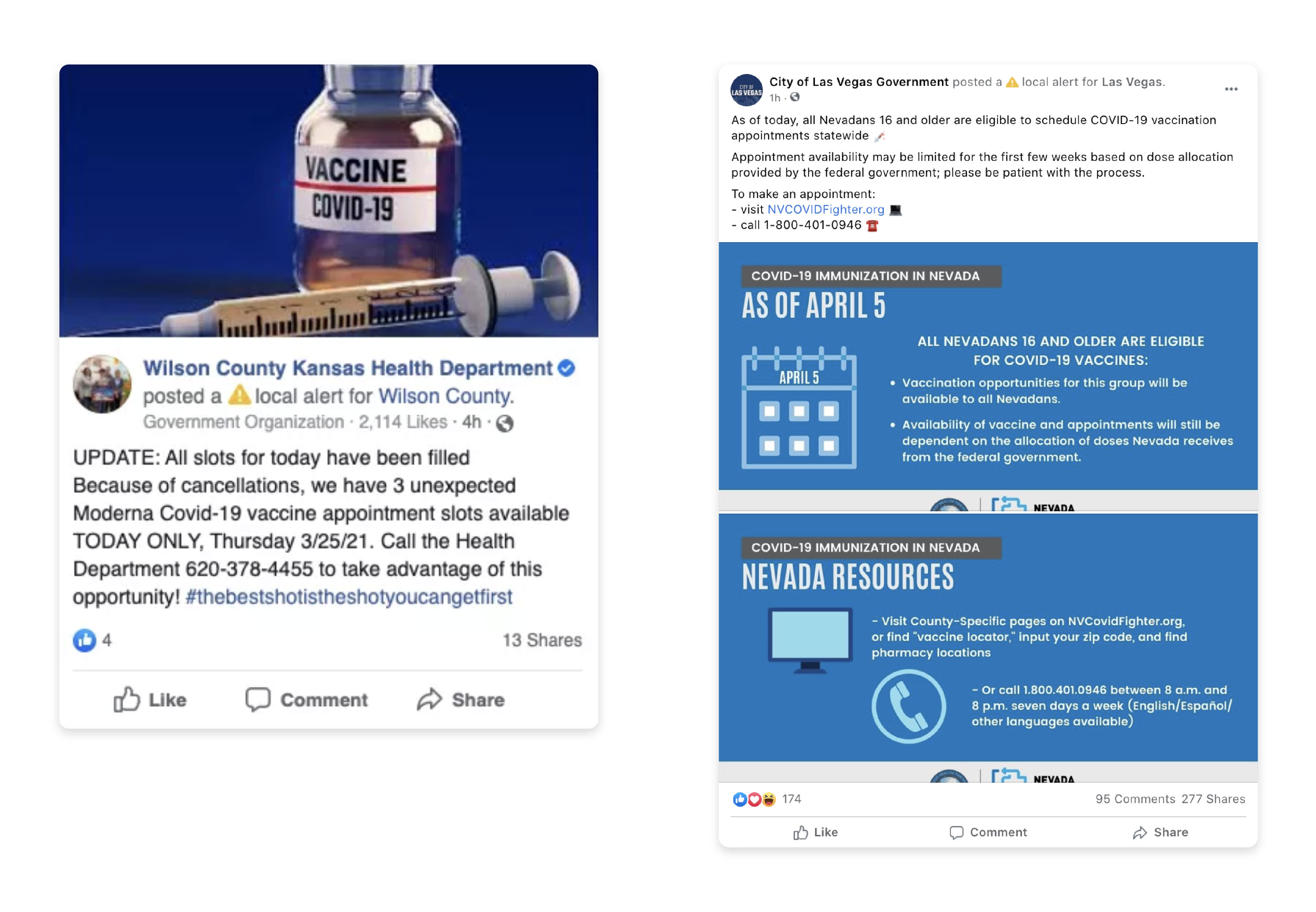 COVID 19 vaccine eligibility notifications screenshots